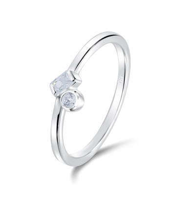 Minimalist Style With CZ Stone Silver Ring NSR-4027